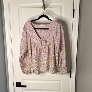 Lucky Brand Light Pink Floral Blouse